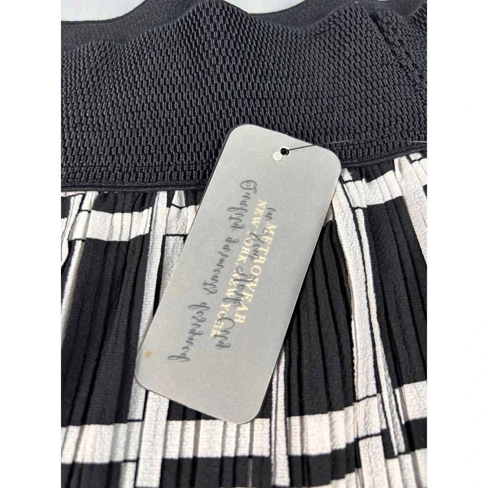Metrowear Andi + James Pleated Midi Skirt Bundle Black White Paisley Grid Large